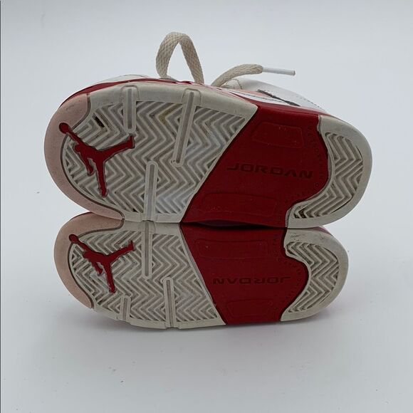 Jordan Kids White and Red Sneakers high top lace up shoes size 7 - Picture 9 of 11